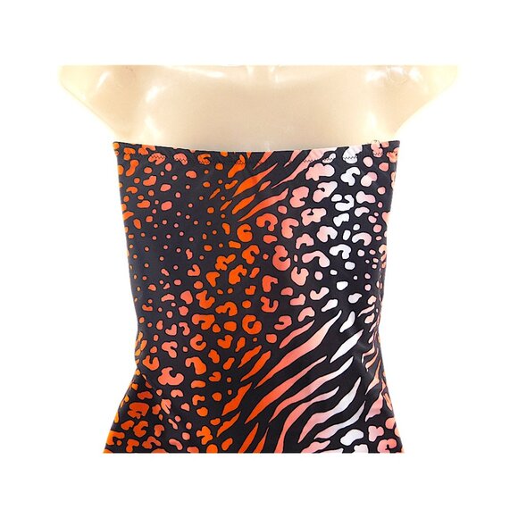 Lelloue Strapless Animal Print One Piece Swimsuit Women’s M Leopard Zebra - Picture 7 of 13